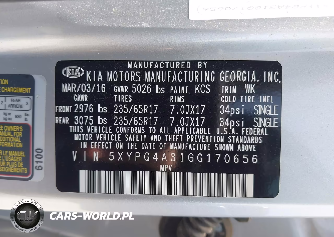 2016 Kia Sorento 2.4L Lx VIN:5XYPG4A31GG170656 - 9