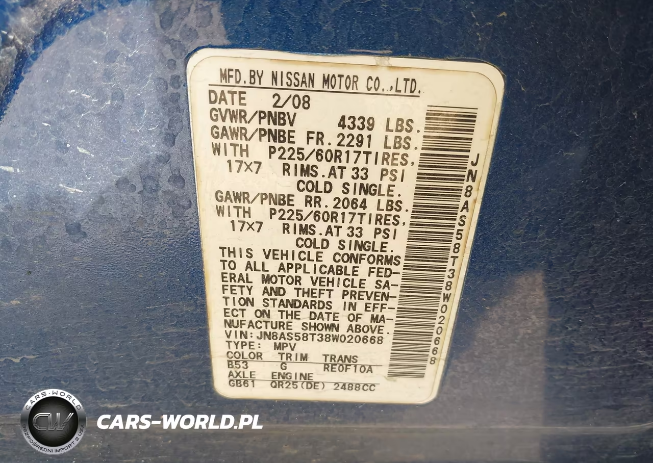 2008 Nissan Rogue Sl VIN:JN8AS58T38W020668 - 9