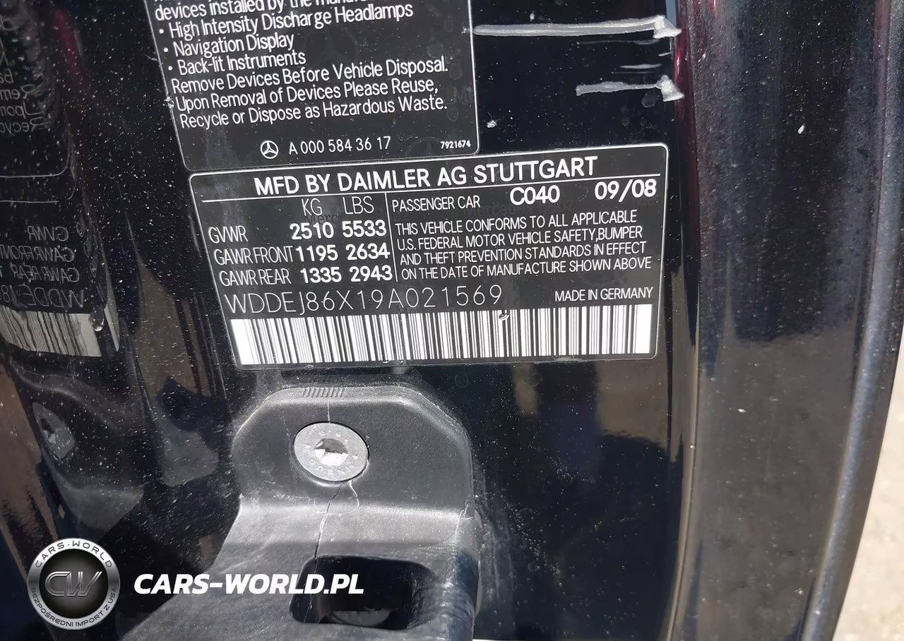 2009 Mercedes-Benz Cl 550 4Matic VIN:WDDEJ86X19A021569 - 9