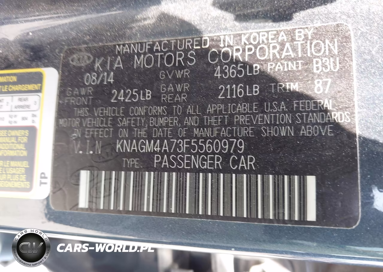 2015 Kia Optima Lx VIN:KNAGM4A73F5560979 - 9