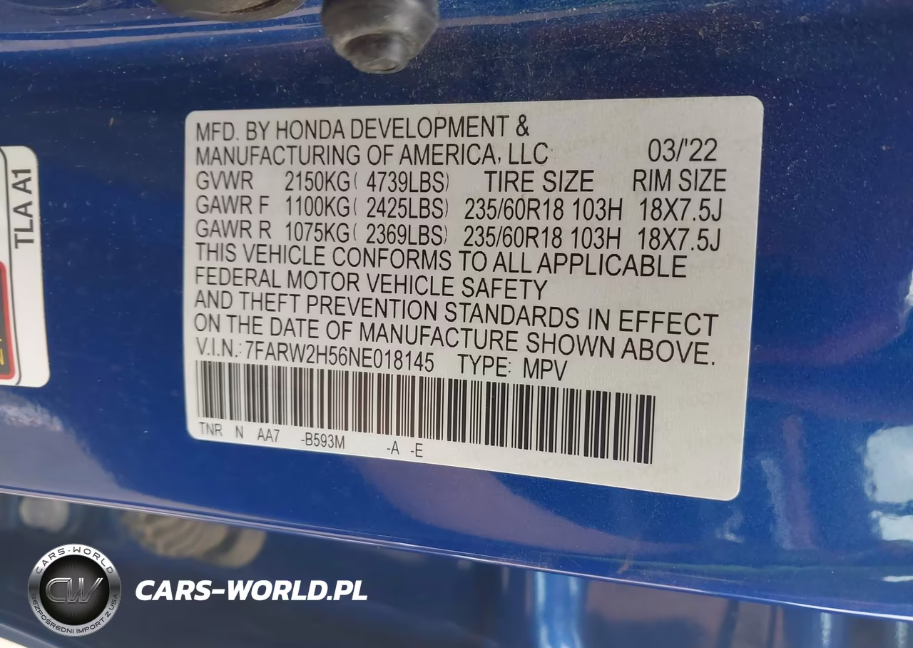 2022 Honda Cr-V Awd Ex VIN:7FARW2H56NE018145 - 9