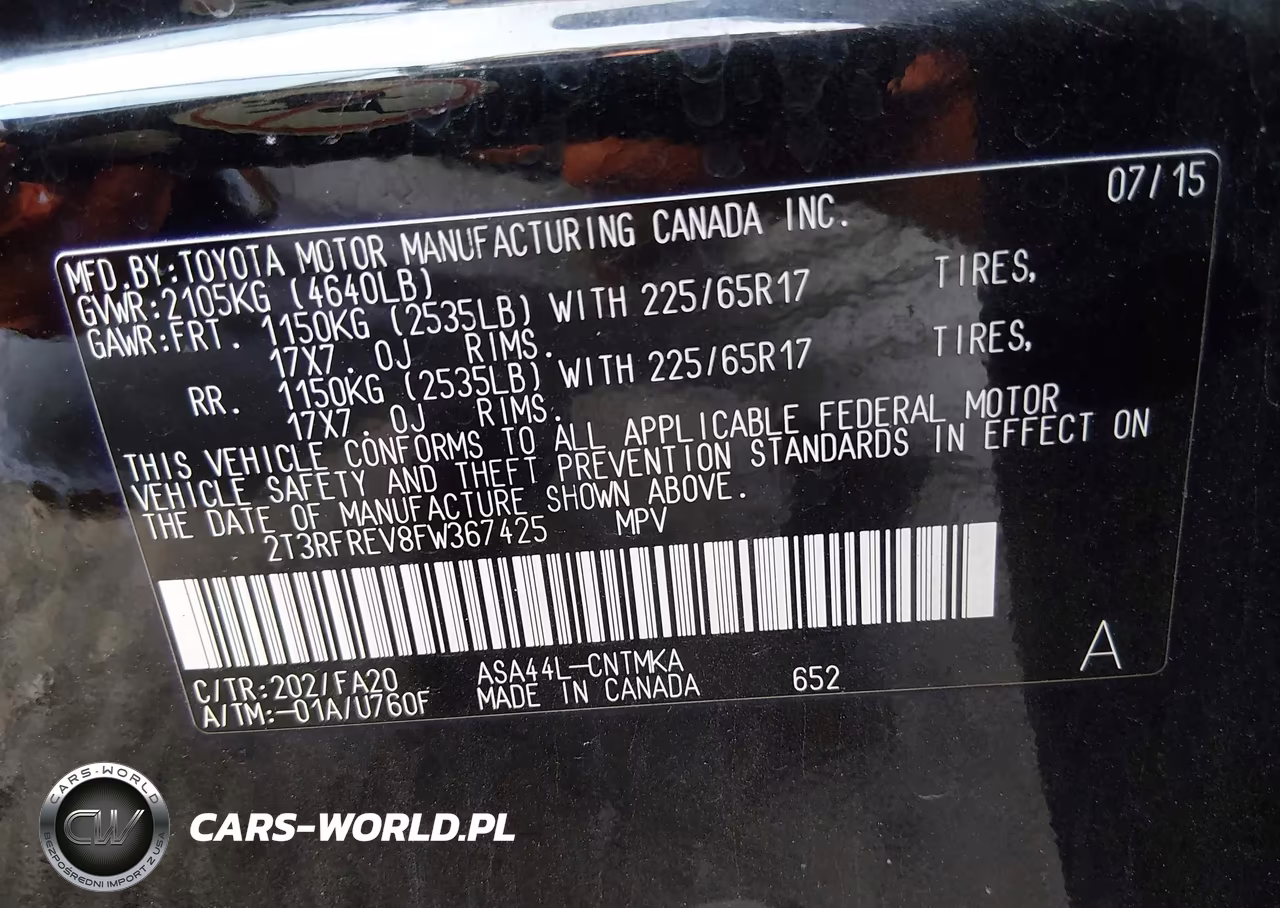 2015 Toyota Rav4 Xle VIN:2T3RFREV8FW367425 - 9
