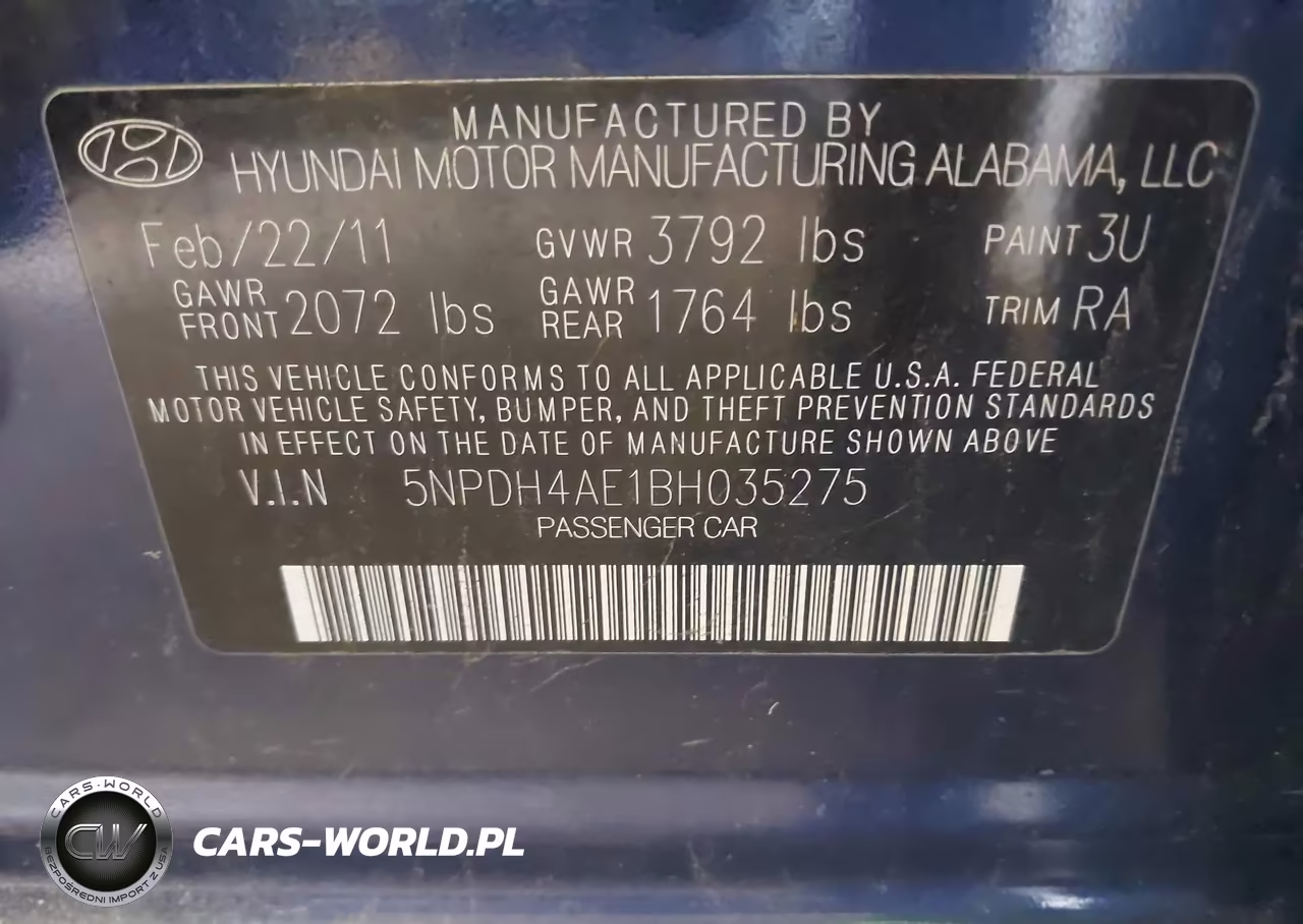2011 Hyundai Elantra Gls VIN:5NPDH4AE1BH035275 - 9