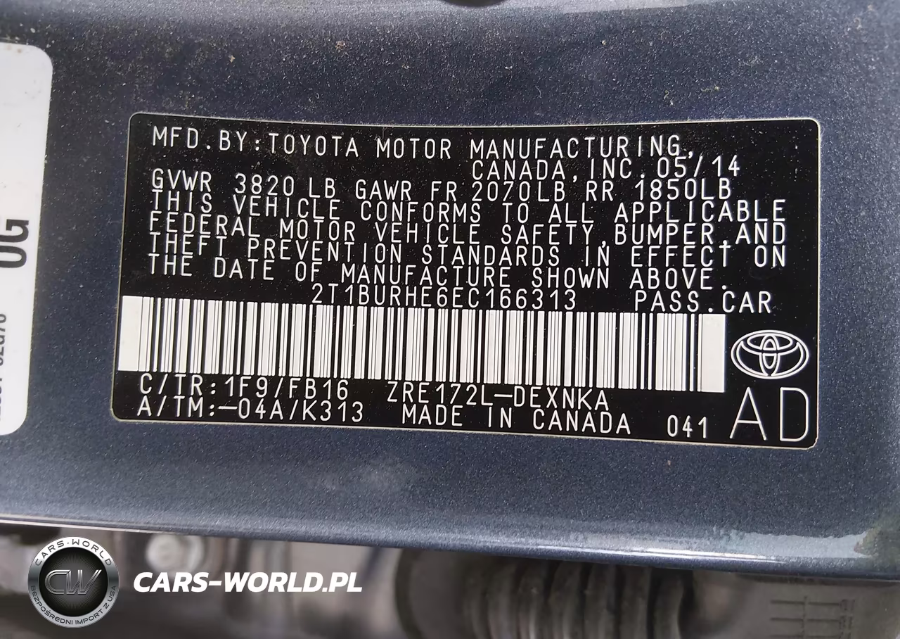 2014 Toyota Corolla Le Plus VIN:2T1BURHE6EC166313 - 9