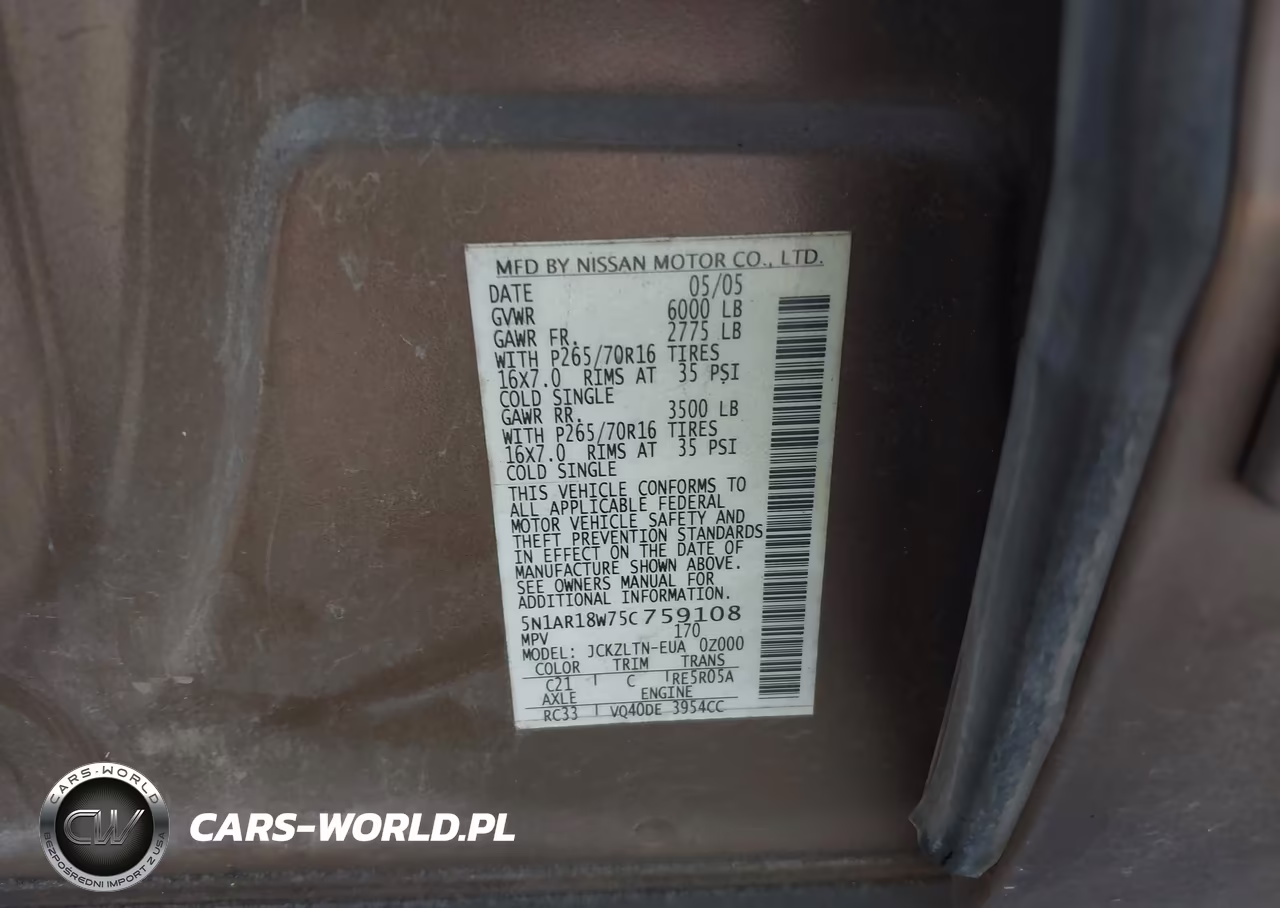 2005 Nissan Pathfinder Se VIN:5N1AR18W75C759108 - 9