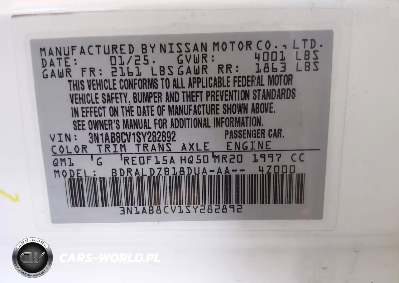 2025 Nissan Sentra Sv VIN:3N1AB8CV1SY282892 - 9