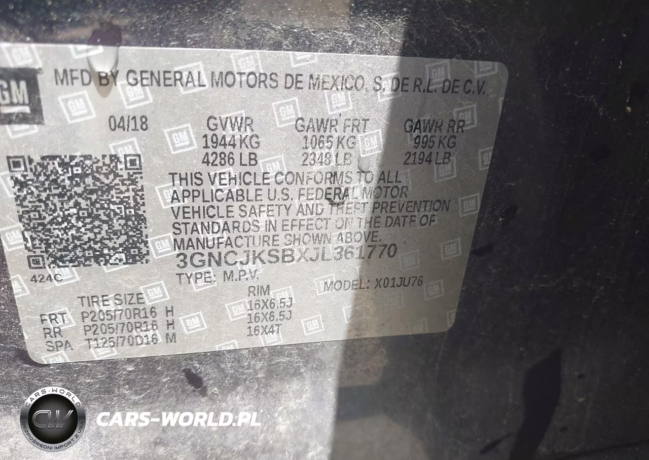 2018 Chevrolet Trax Ls VIN:3GNCJKSBXJL361770 - 9