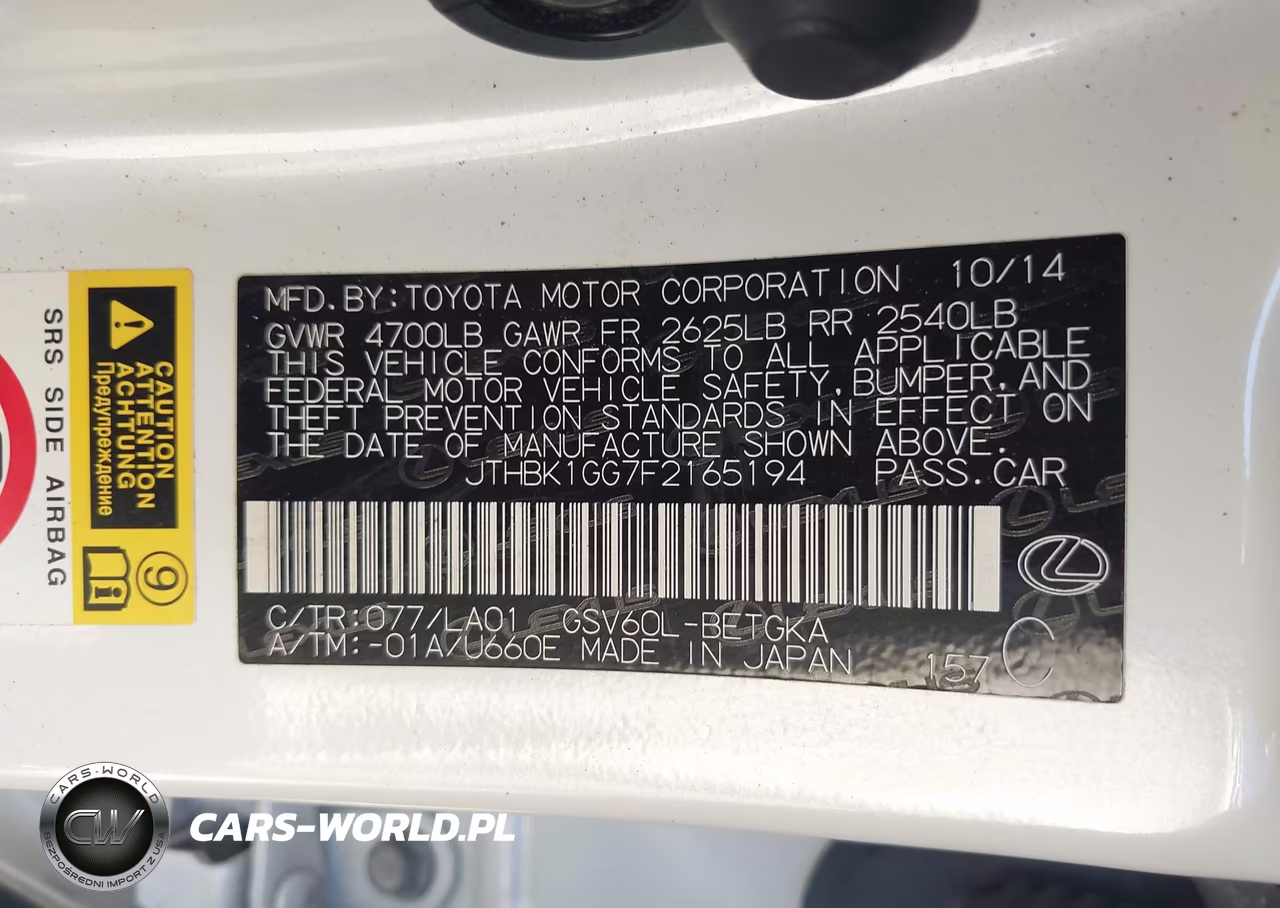 2015 Lexus Es 350 VIN:JTHBK1GG7F2165194 - 9