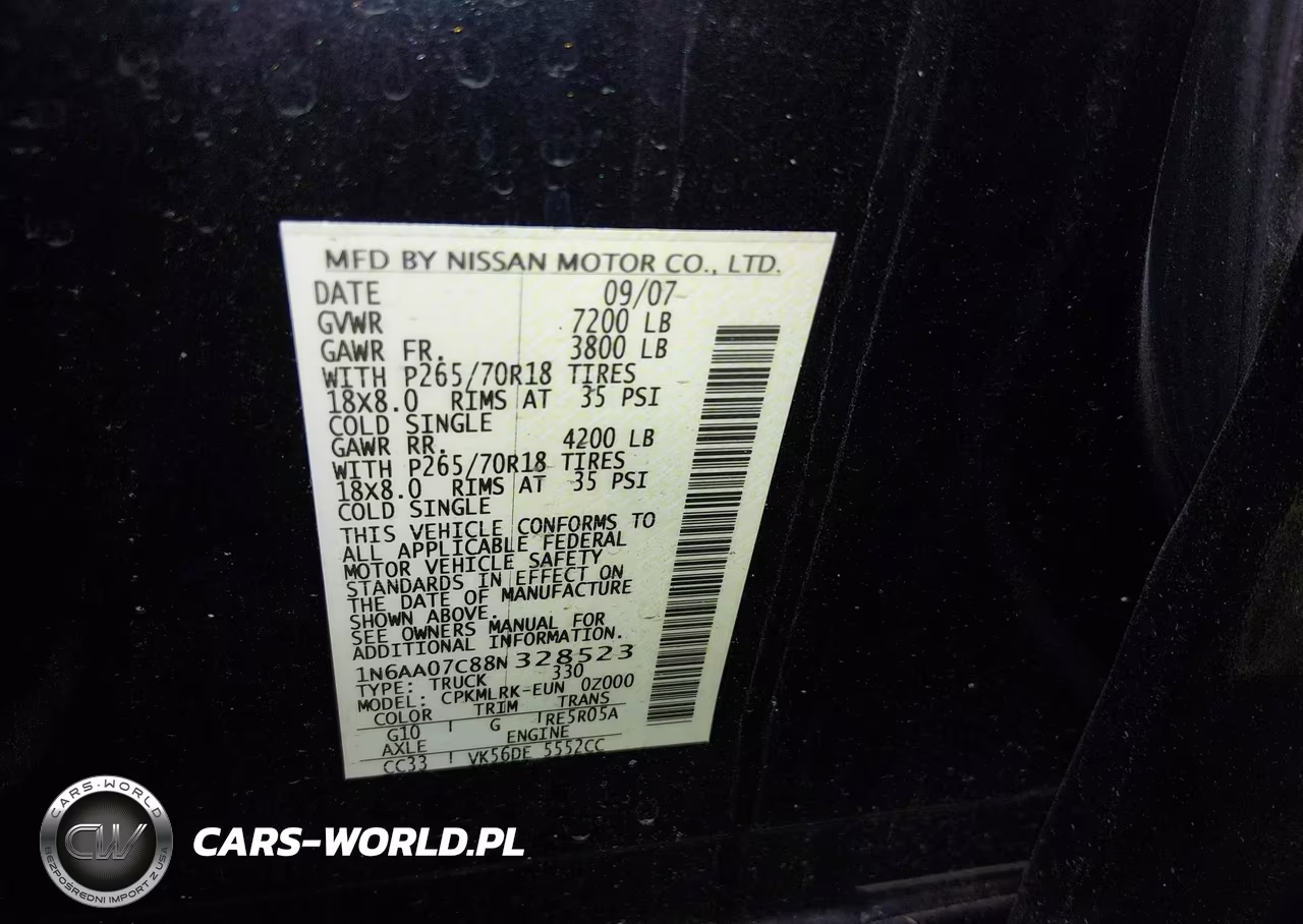 2008 Nissan Titan Xe VIN:1N6AA07C88N328523 - 9
