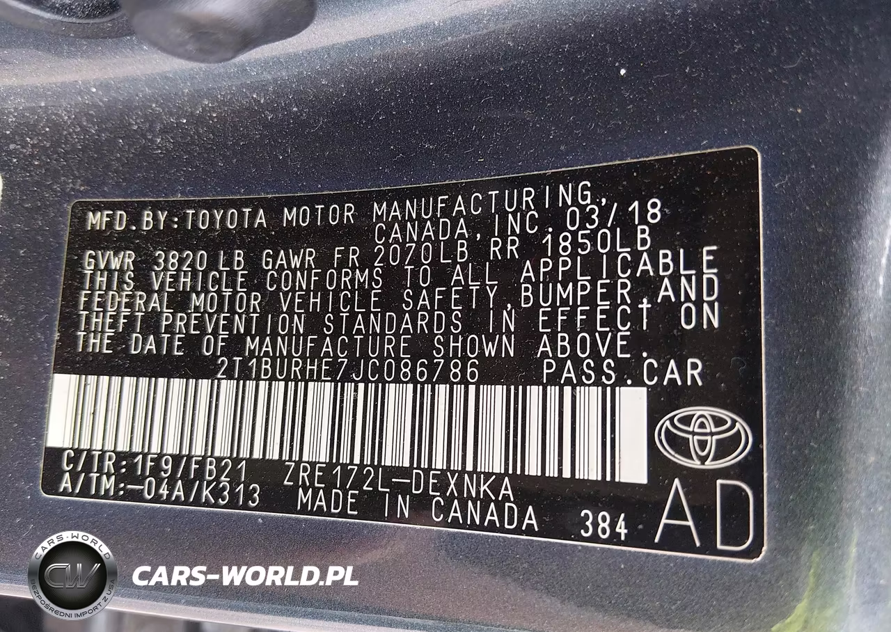 2018 Toyota Corolla Le VIN:2T1BURHE7JC086786 - 9