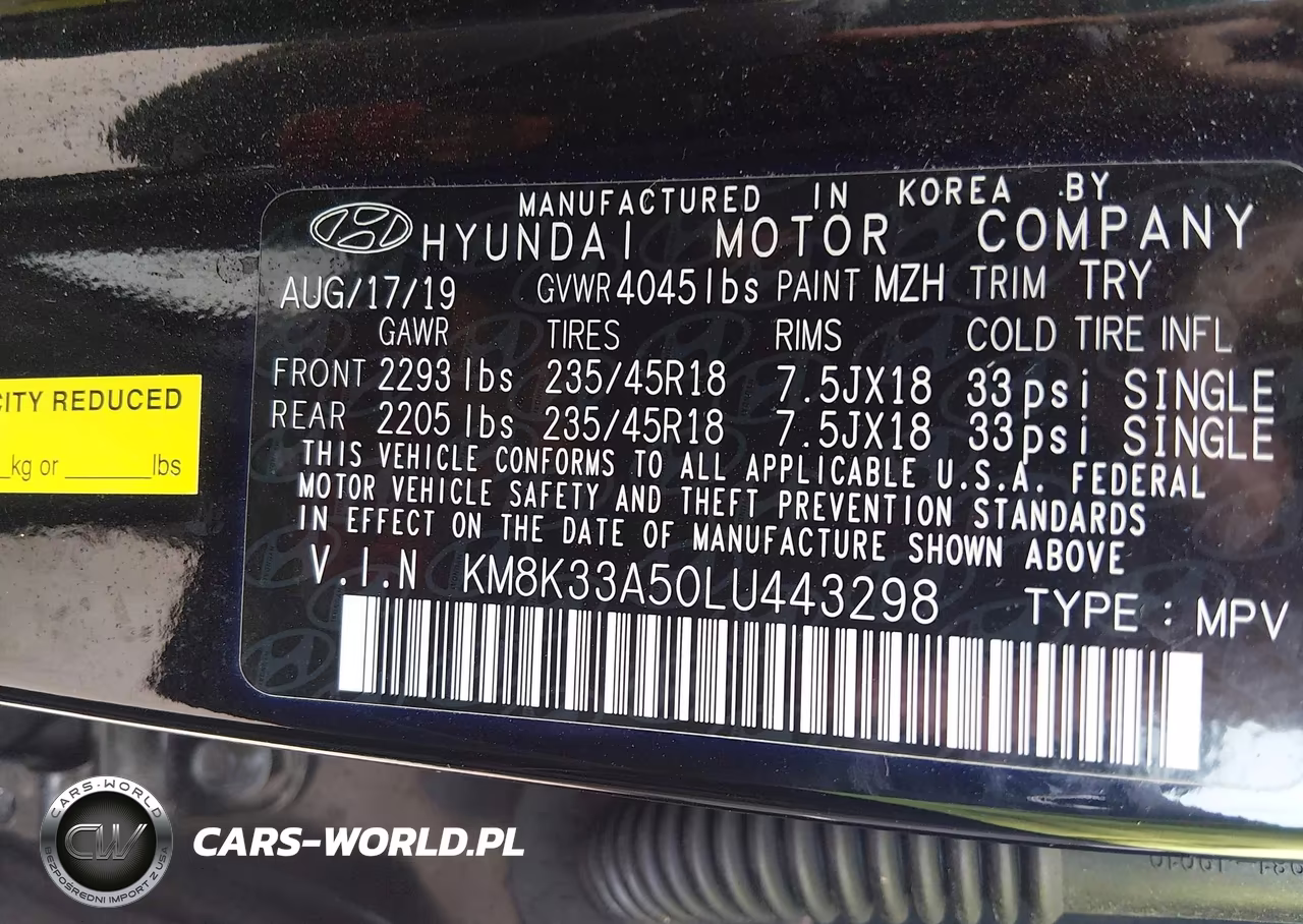 2020 Hyundai Kona Limited VIN:KM8K33A50LU443298 - 9