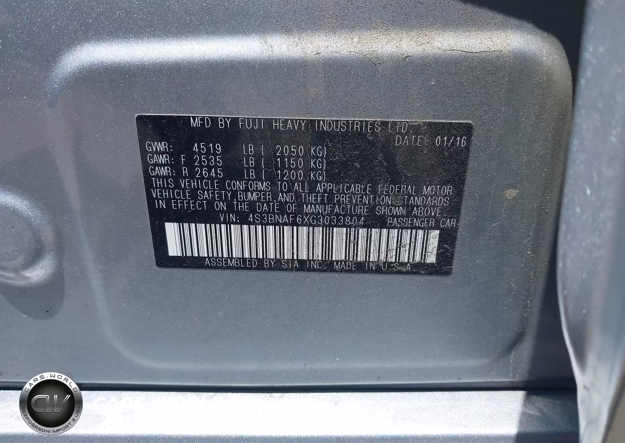 2016 Subaru Legacy 2.5I Premium VIN:4S3BNAF6XG3033804 - 9