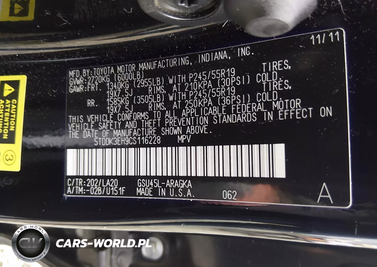 2012 Toyota Highlander Limited V6 VIN:5TDDK3EH9CS116228 - 9