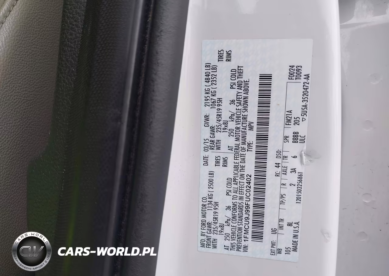 2015 Ford Escape Titanium VIN:1FMCU9J99FUC02402 - 9