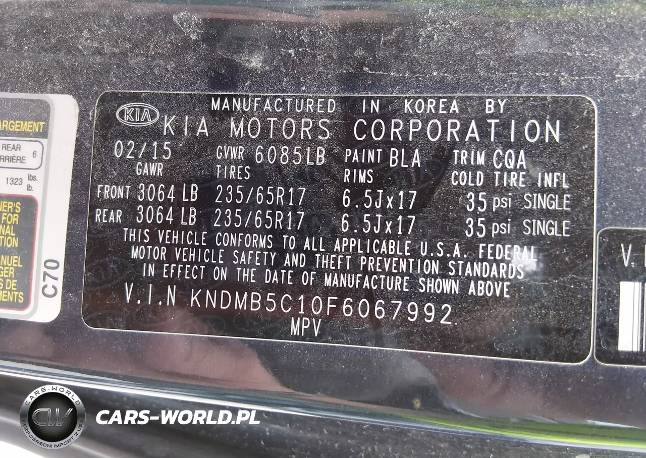 2015 Kia Sedona Lx VIN:KNDMB5C10F6067992 - 9