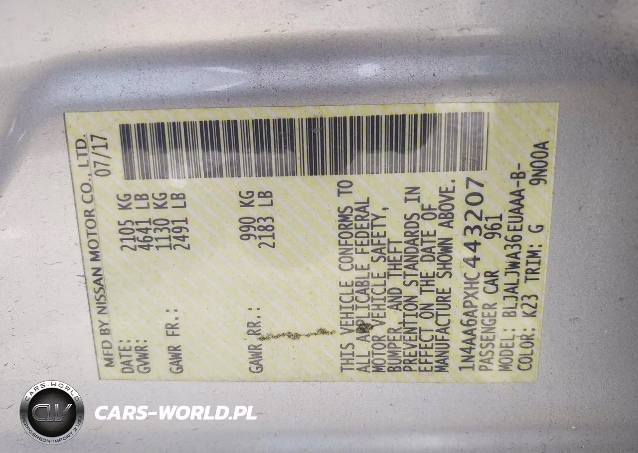 2017 Nissan Maxima 3.5 Sv VIN:1N4AA6APXHC443207 - 9