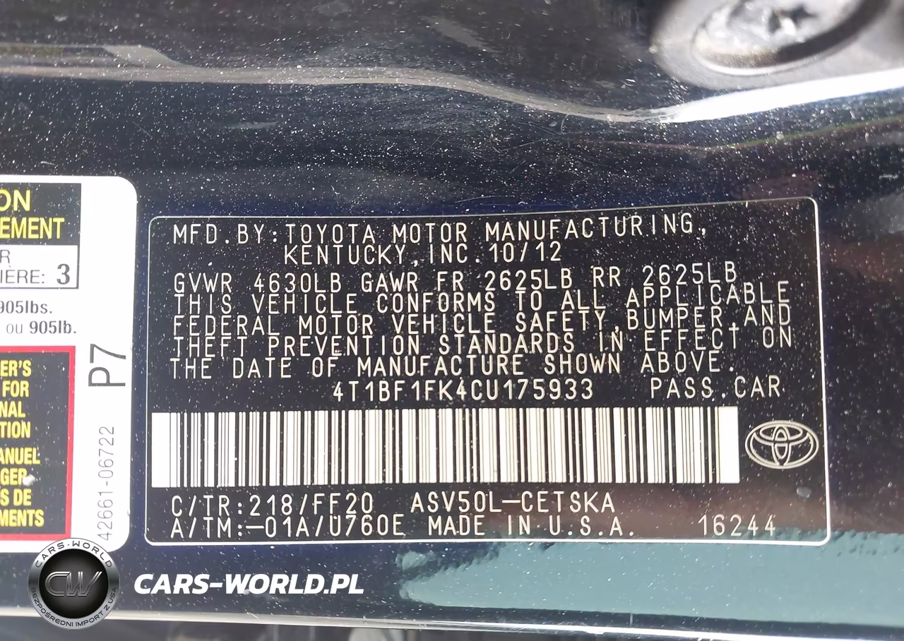 2012 Toyota Camry Se VIN:4T1BF1FK4CU175933 - 9