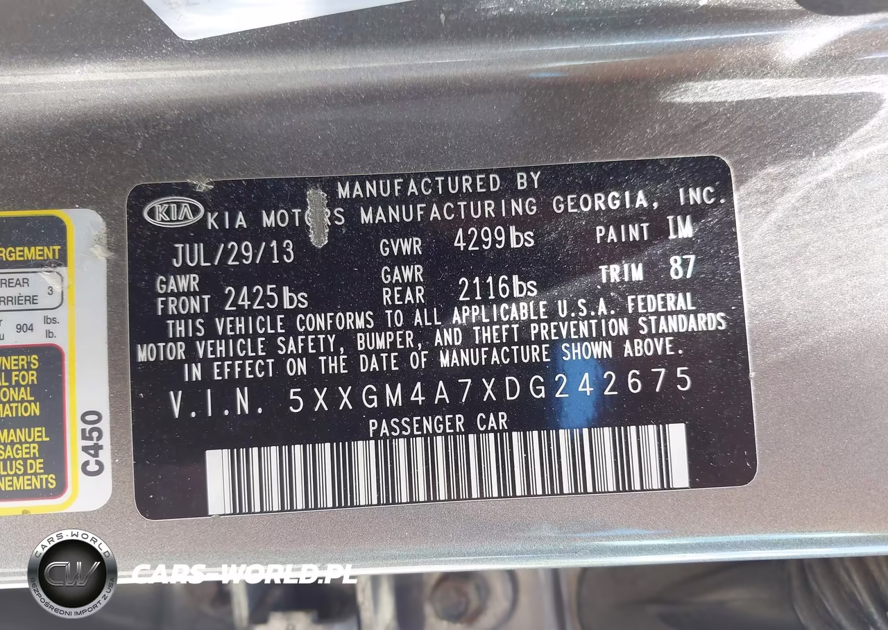 2013 Kia Optima Lx VIN:5XXGM4A7XDG242675 - 9