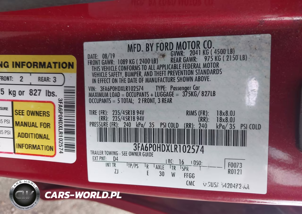 2020 Ford Fusion Se VIN:3FA6P0HDXLR102574 - 9