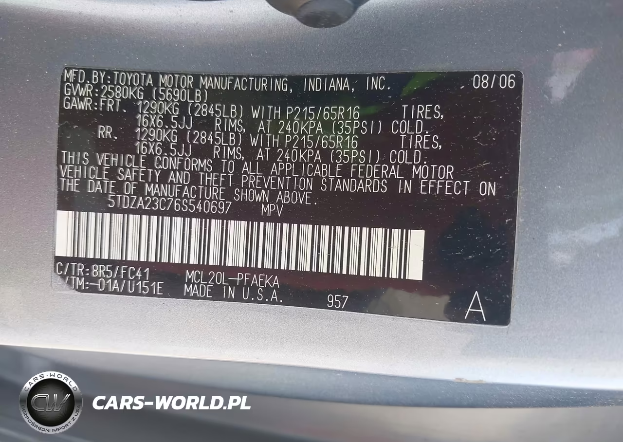 2006 Toyota Sienna Le VIN:5TDZA23C76S540697 - 9