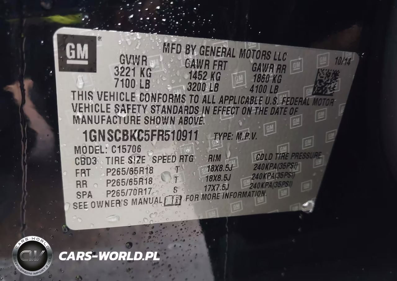 2015 Chevrolet Tahoe Lt VIN:1GNSCBKC5FR510911 - 9