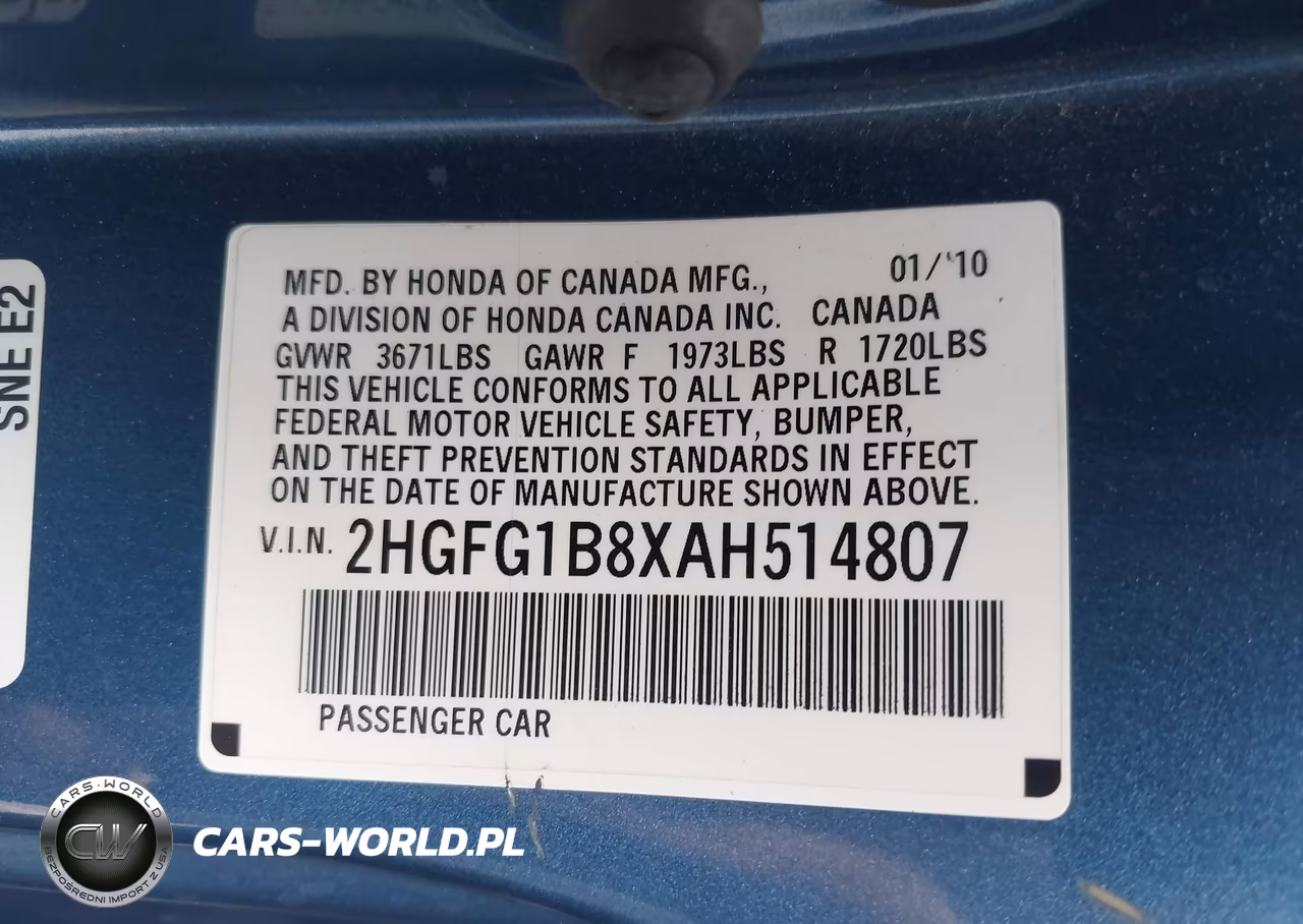 2010 Honda Civic Ex VIN:2HGFG1B8XAH514807 - 9