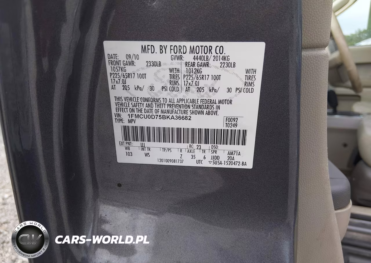 2011 Ford Escape Xlt VIN:1FMCU0D75BKA36682 - 9