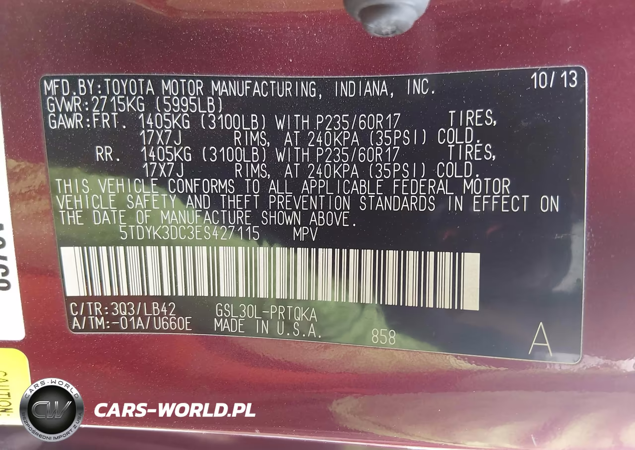 2014 Toyota Sienna Xle V6 8 Passenger VIN:5TDYK3DC3ES427115 - 9