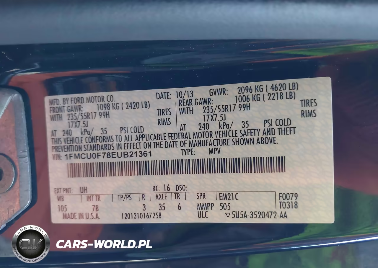 2014 Ford Escape S VIN:1FMCU0F78EUB21361 - 9