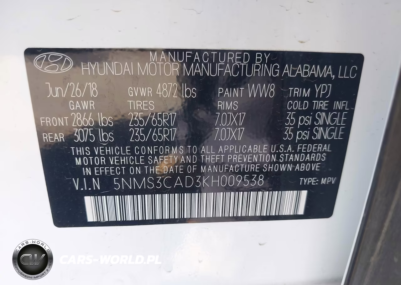 2019 Hyundai Santa Fe Sel VIN:5NMS3CAD3KH009538 - 9