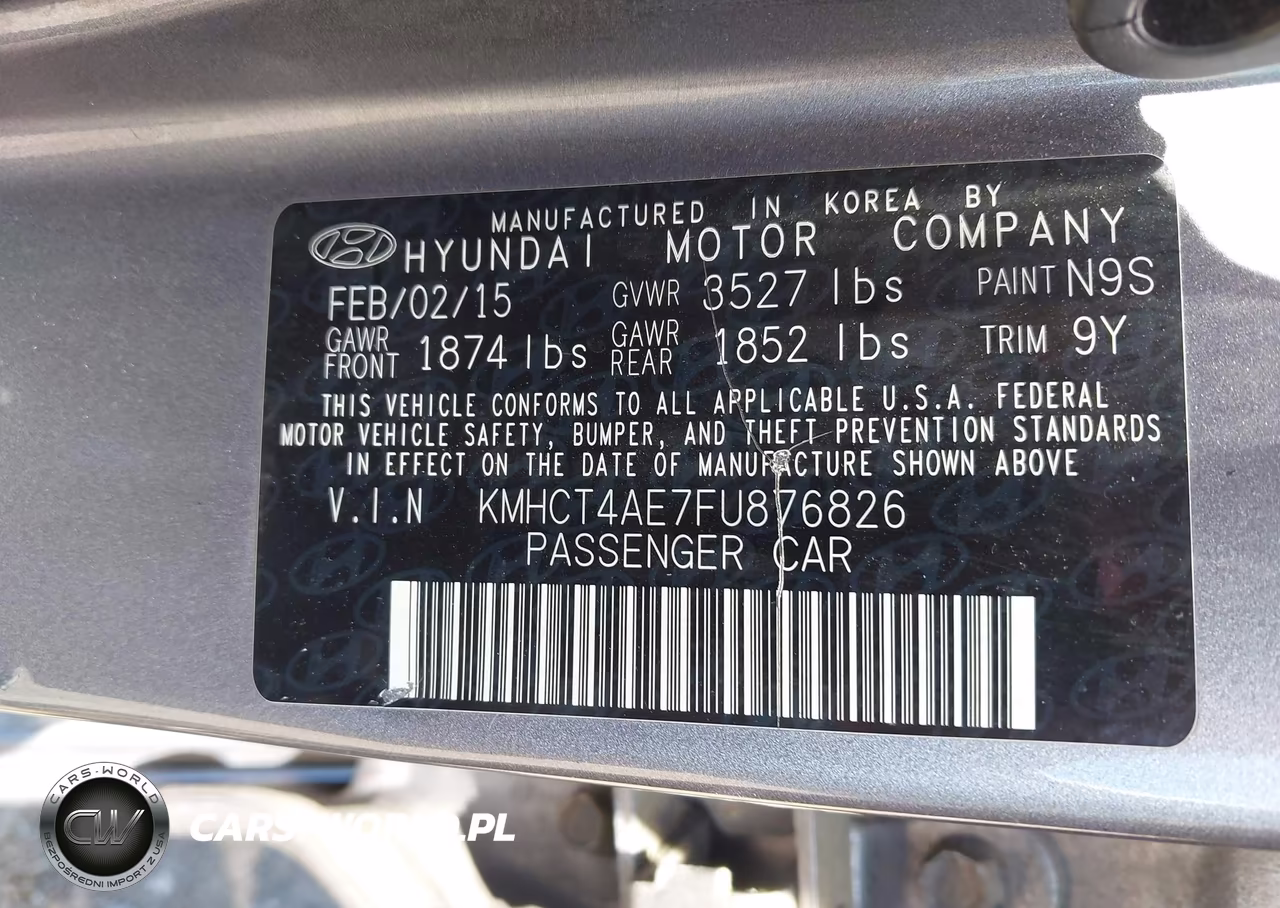 2015 Hyundai Accent Gls VIN:KMHCT4AE7FU876826 - 9