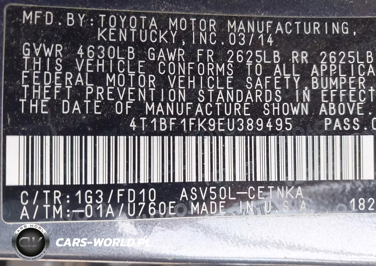 2014 Toyota Camry Le VIN:4T1BF1FK9EU389495 - 9