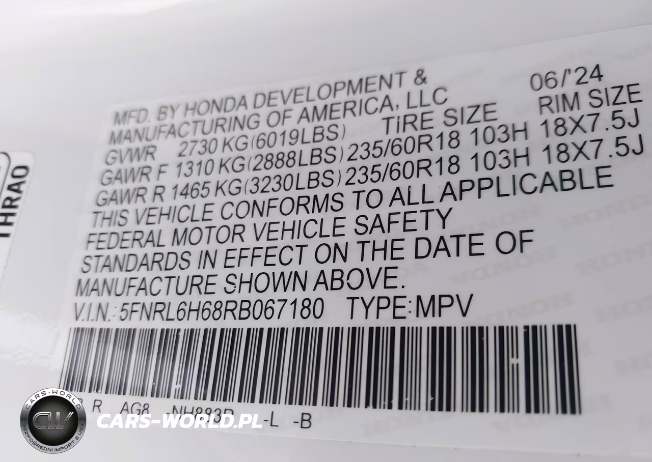 2024 Honda Odyssey Ex-L VIN:5FNRL6H68RB067180 - 9