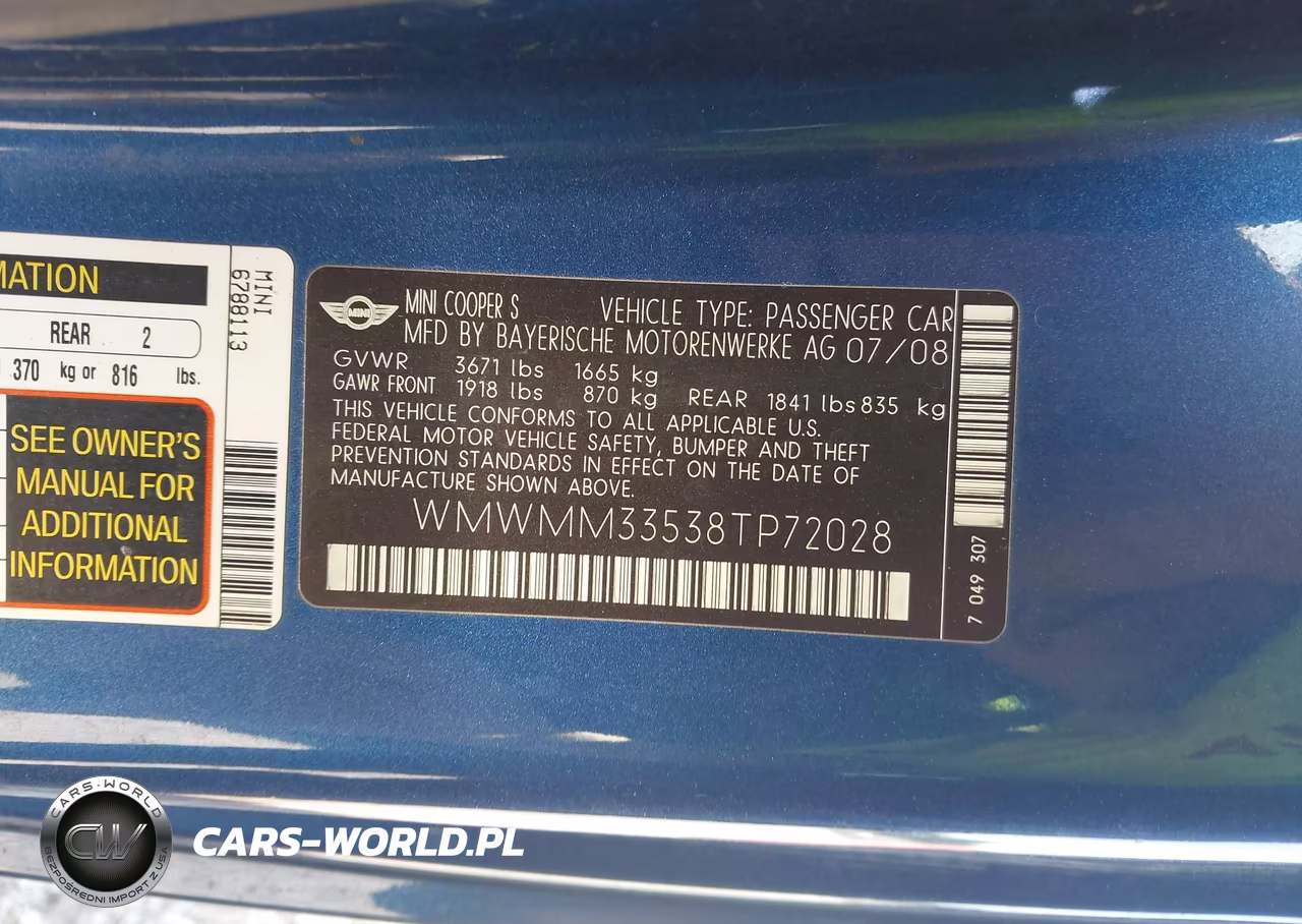 2008 Mini Cooper S Clubman VIN:WMWMM33538TP72028 - 9