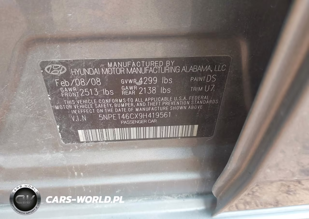 2009 Hyundai Sonata Gls VIN:5NPET46CX9H419561 - 9