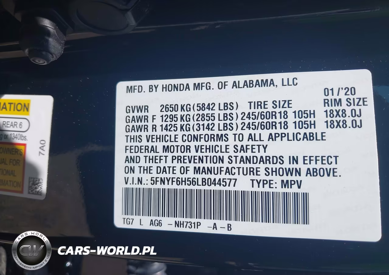 2020 Honda Pilot Awd Ex-L VIN:5FNYF6H56LB044577 - 9