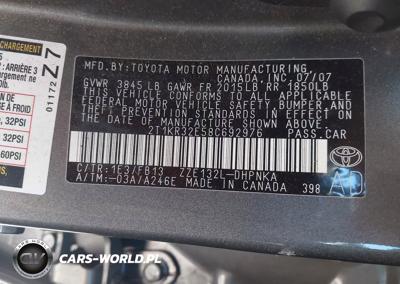 2008 Toyota Matrix Xr VIN:2T1KR32E58C692976 - 9