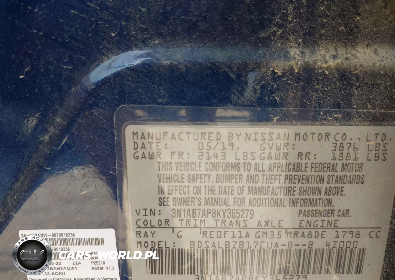 2019 Nissan Sentra S VIN:3N1AB7AP8KY365279 - 9