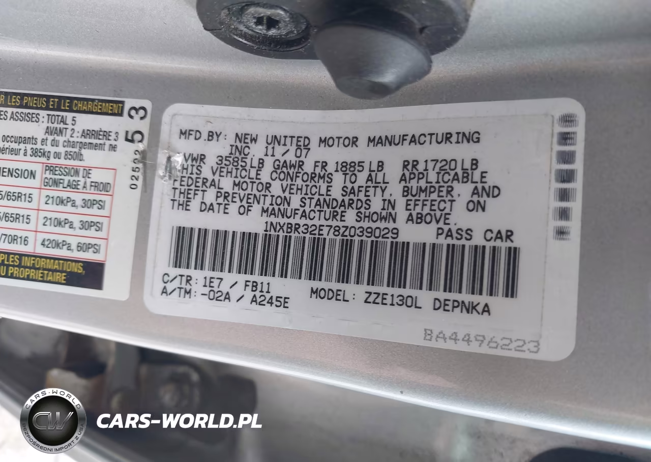 2008 Toyota Corolla Le VIN:1NXBR32E78Z039029 - 9