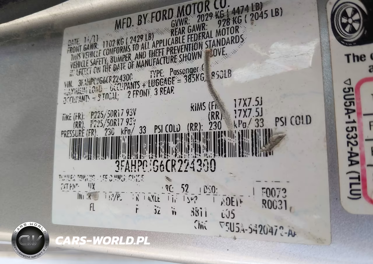 2012 Ford Fusion Sel VIN:3FAHP0JG6CR224300 - 9