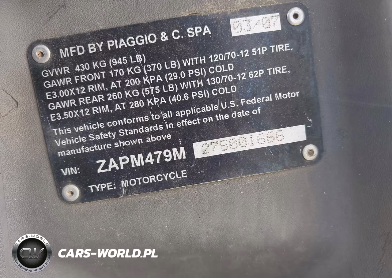 2007 Piaggio Mp3 VIN:ZAPM479M275001666 - 10