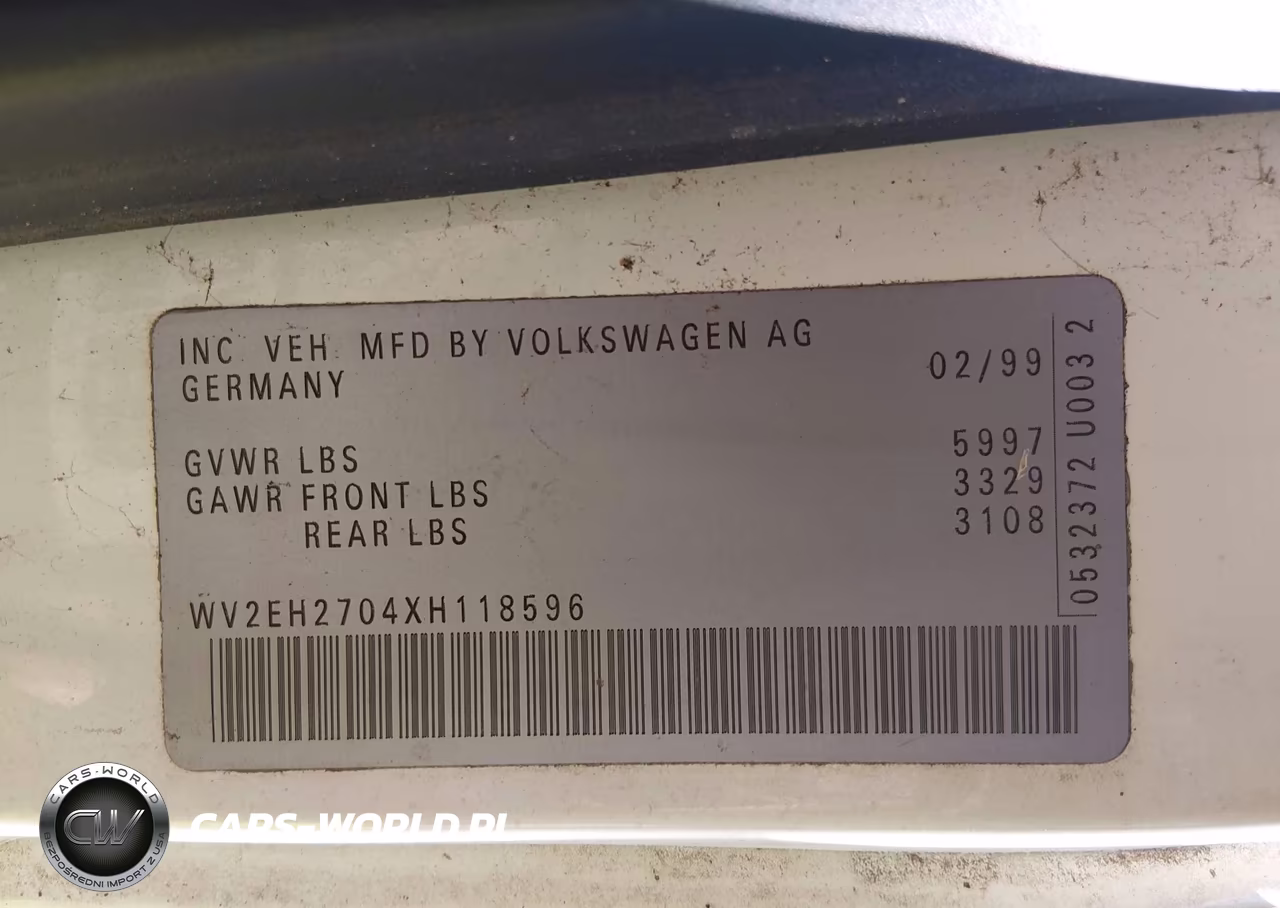 1999 Volkswagen Eurovan Mv VIN:WV2EH2704XH118596 - 9