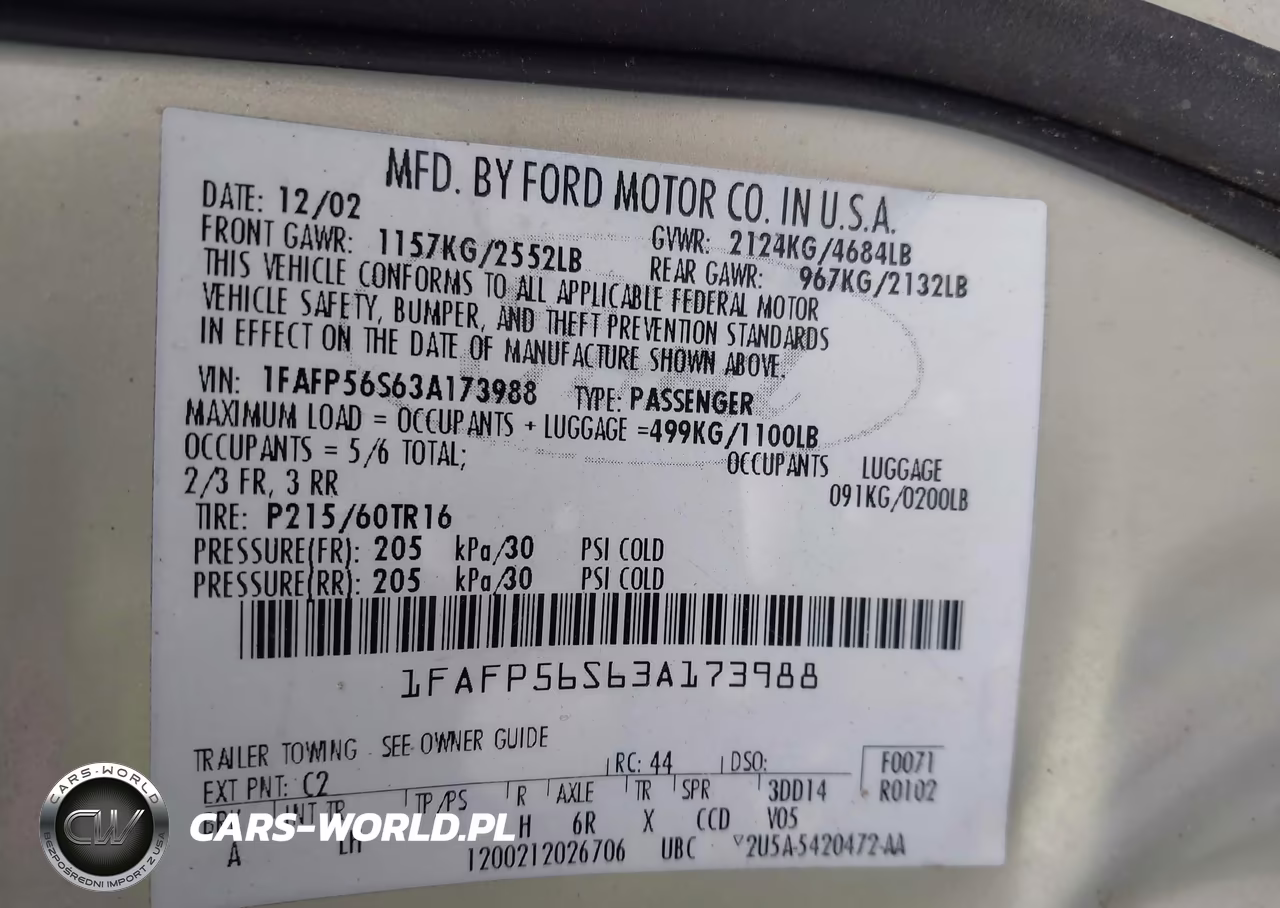 2003 Ford Taurus Sel VIN:1FAFP56S63A173988 - 9