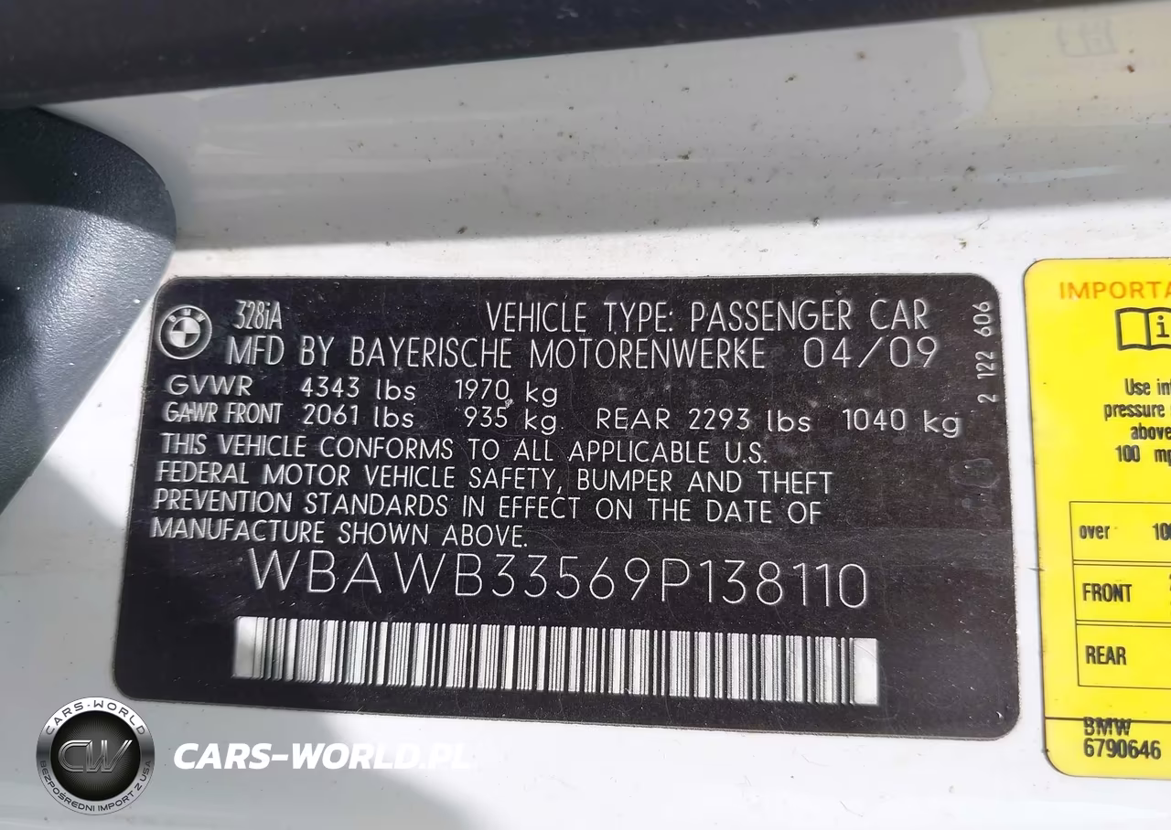 2009 BMW 328I VIN:WBAWB33569P138110 - 9