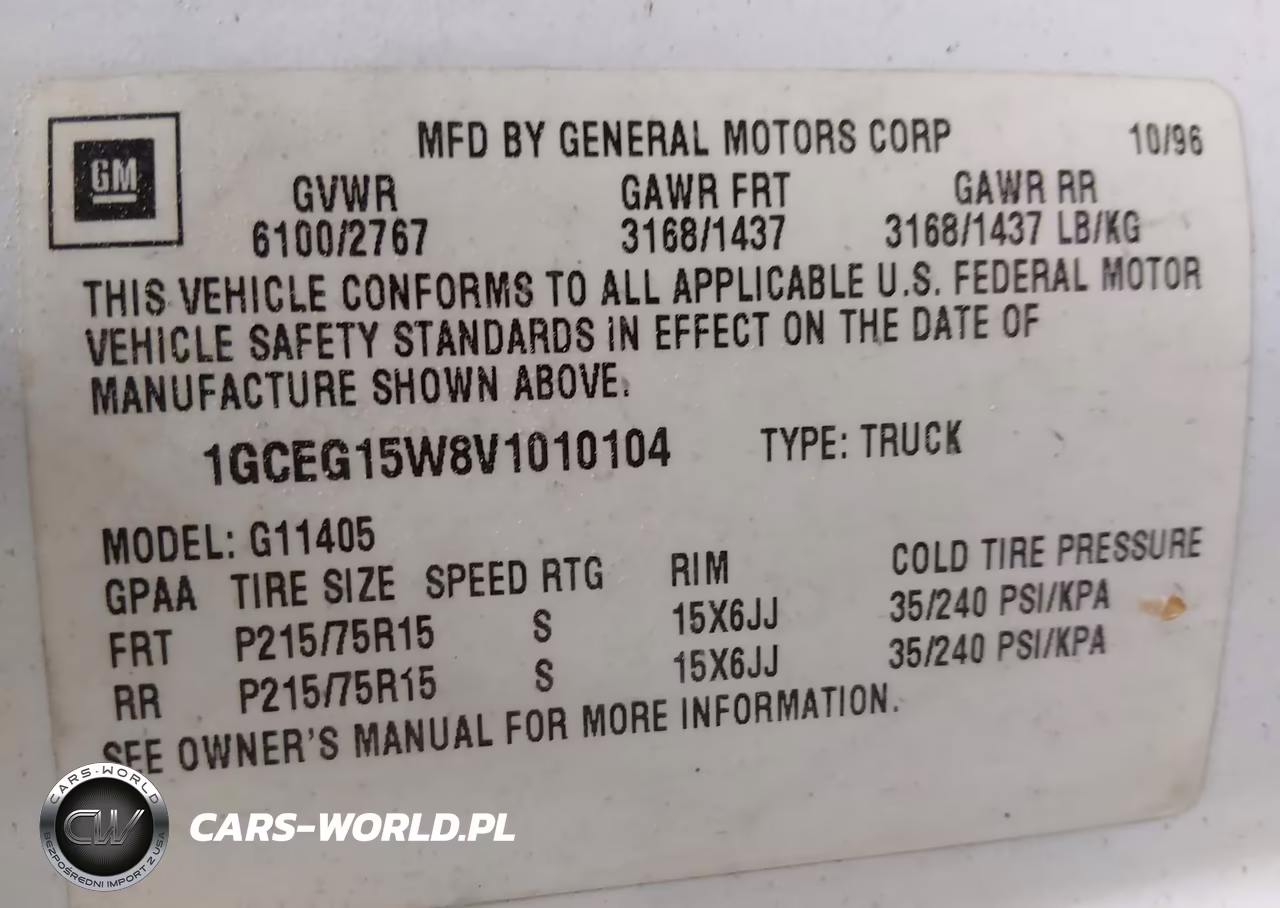 1997 Chevrolet Chevy G1500 VIN:1GCEG15W8V1010104 - 9