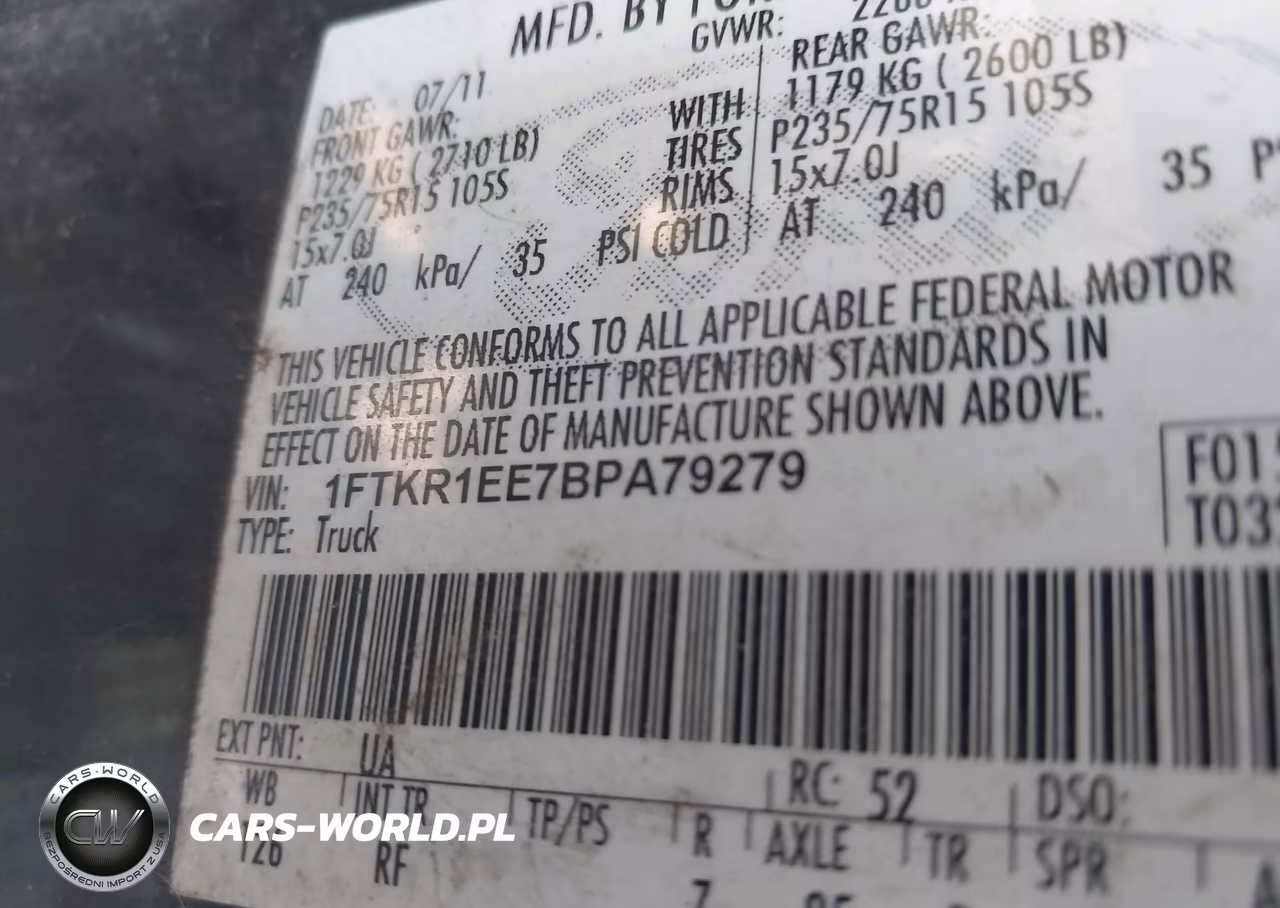 2011 Ford Ranger Sport VIN:1FTKR1EE7BPA79279 - 9
