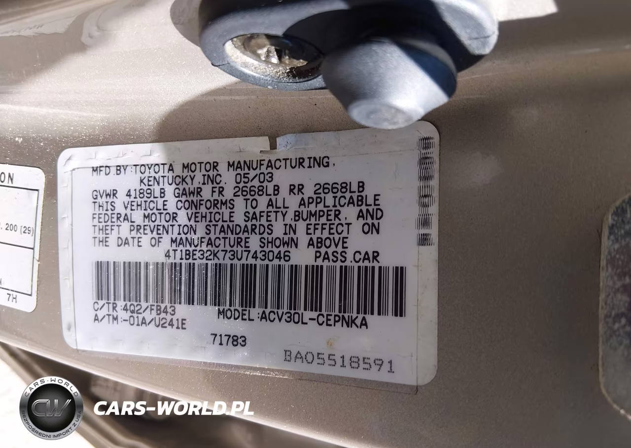 2003 Toyota Camry Le VIN:4T1BE32K73U743046 - 9