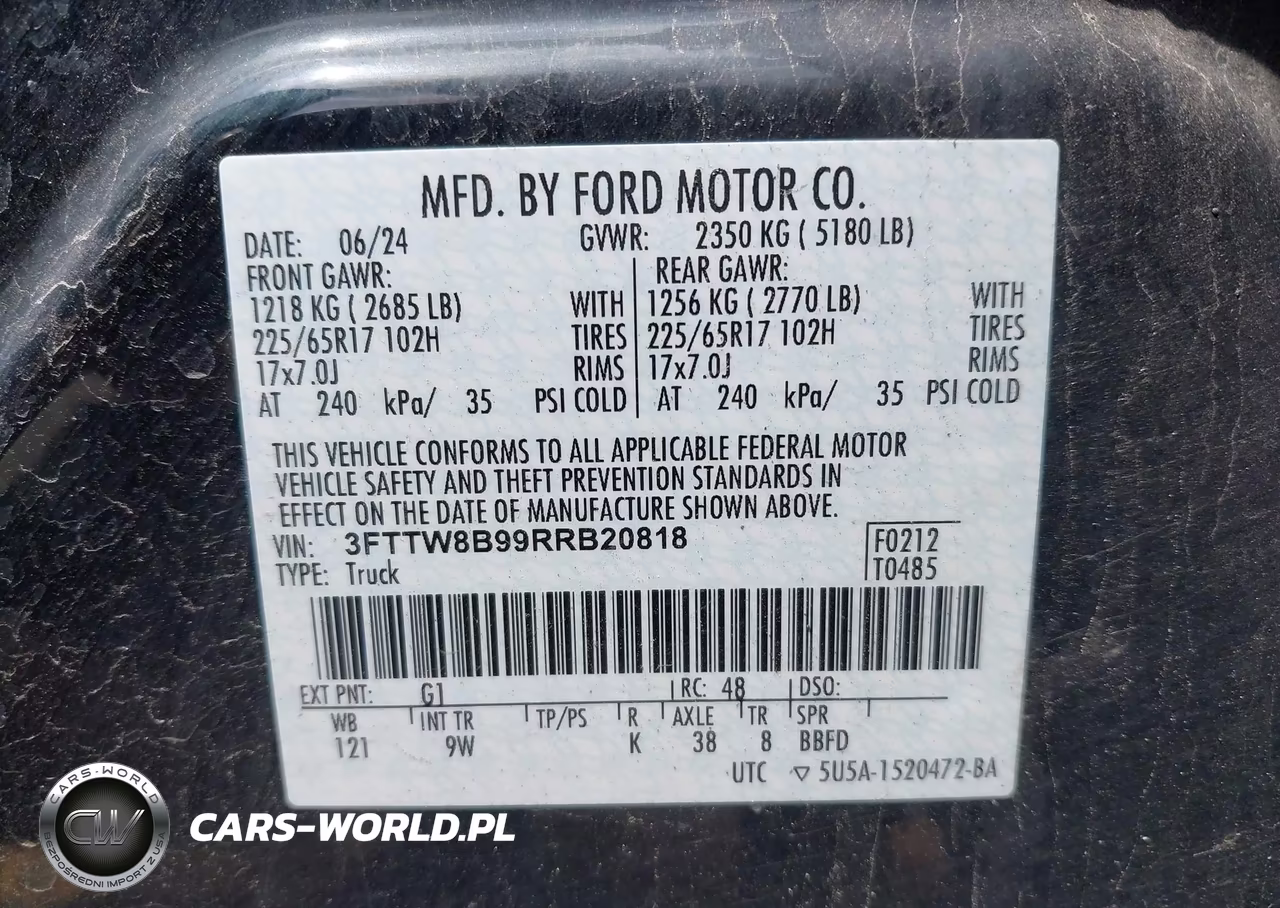 2024 Ford Maverick Xl VIN:3FTTW8B99RRB20818 - 9