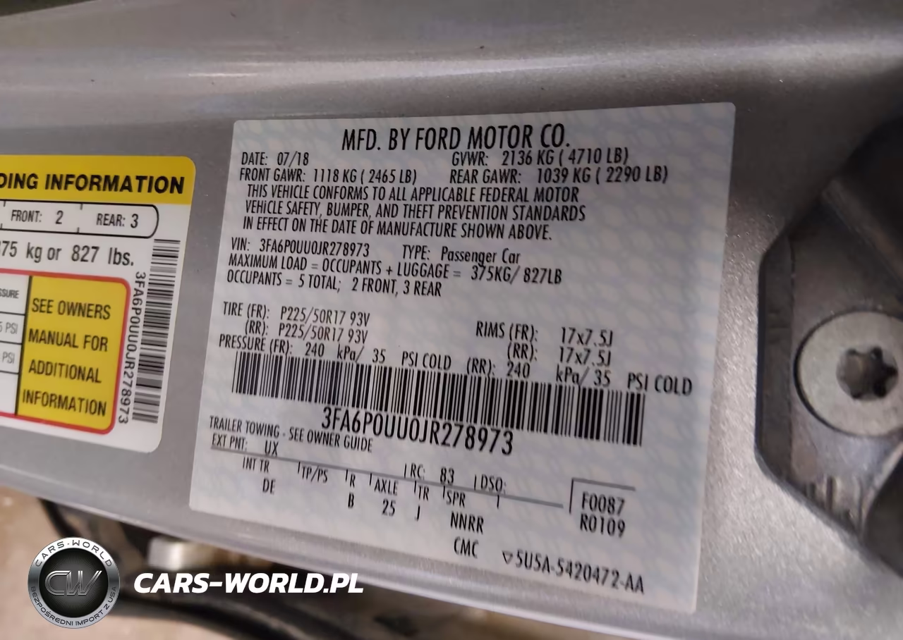 2018 Ford Fusion Hybrid S VIN:3FA6P0UU0JR278973 - 9