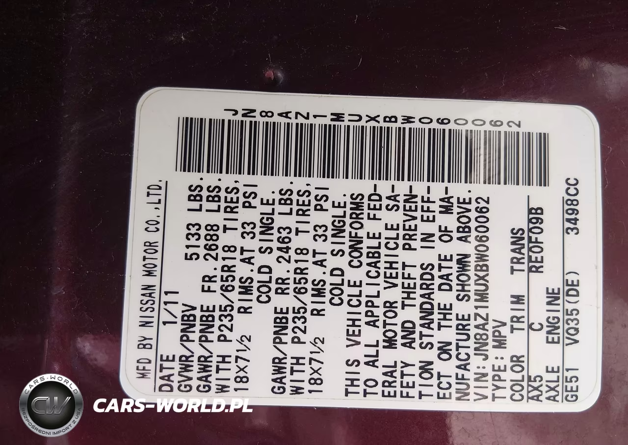 2011 Nissan Murano S VIN:JN8AZ1MUXBW060062 - 9